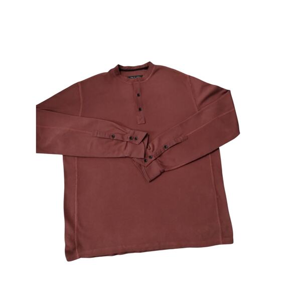 Rag & Bone Mens Size Large Waffle knit Henley Grungecore Distressed Shirt Preppy - Picture 2 of 13